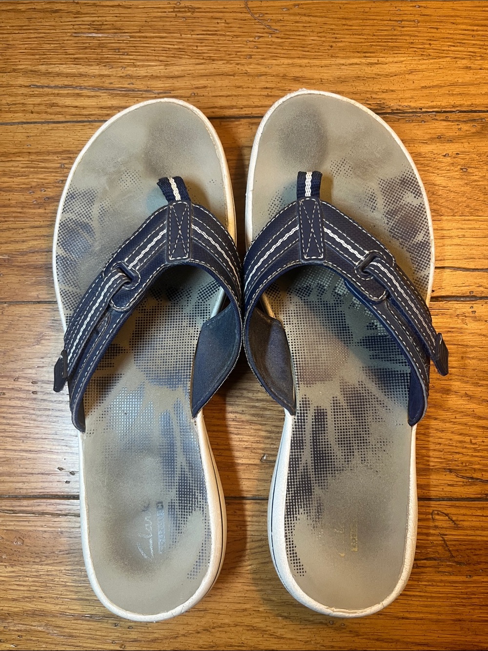 Clarke Navy Blue Flip Sandals Adult Size 10